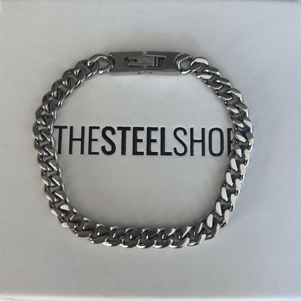 The Steel Shop Men's Silver Chain Bracelet